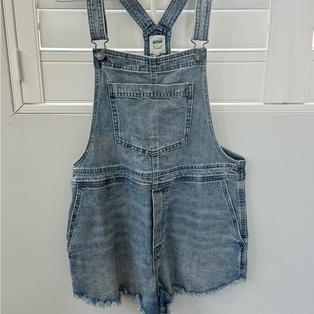 Aerie Denim Blue Short Overalls